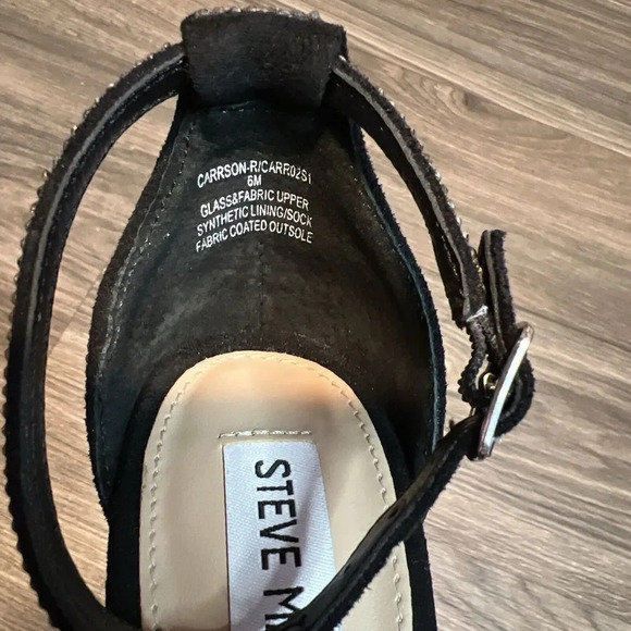 Steve Madden Carrson Black Crystal Ankle Strap High Heels Size 6 - Picture 6 of 6